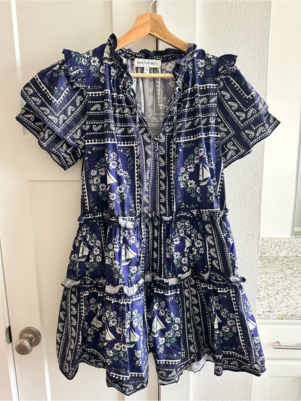 HUNTER BELL Navy and White nautical mini dress